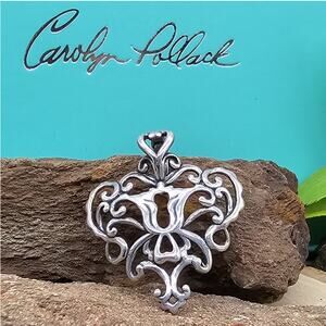 Carolyn Pollack Relios 925 Sterling Silver Heart 1.75" Enhancer Pendant 10g